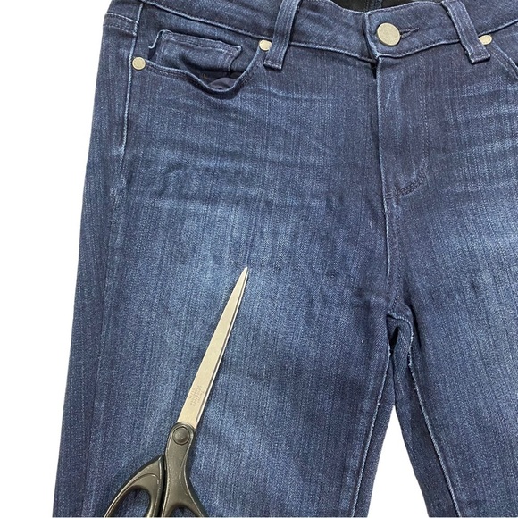 Paige Skyline Skinny in Georgie Wash Women Jeans Sz 28 x27 Dark Whiskered Denim - Picture 14 of 16